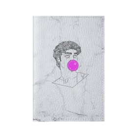 Обложка для паспорта матовая кожа с принтом Bubble gum в Кировске, натуральная матовая кожа | размер 19,3 х 13,7 см; прозрачные пластиковые крепления | bubble gum | скульптура | статуя