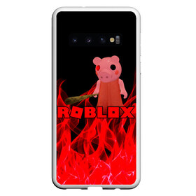 Чехол для Samsung Galaxy S10 с принтом ROBLOX PIGGI в Кировске, Силикон | Область печати: задняя сторона чехла, без боковых панелей | game | gamer | logo | minecraft | piggi | roblox | simulator | игра | конструктор | лого | пигги | свинья | симулятор | строительство | фигура