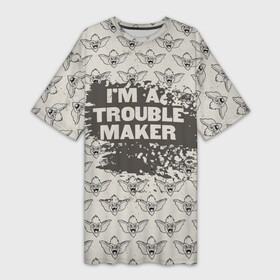 Платье-футболка 3D с принтом Im a trouble maker в Кировске,  |  | gizmo | gremlins | mogwai | vdzajul | гизмо | гремлины | магвай