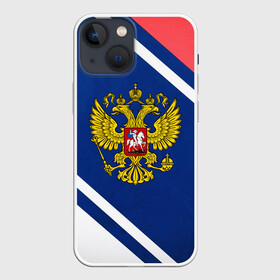 Чехол для iPhone 13 mini с принтом RUSSIA SPORT в Кировске,  |  | russia | russia sport | народный | народный стиль | отечество | патриот | роспись | россия | россия спорт | русский | спорт | триколор | узоры | флаг | я русский