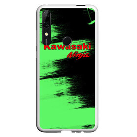 Чехол для Honor P Smart Z с принтом Kawasaki в Кировске, Силикон | Область печати: задняя сторона чехла, без боковых панелей | Тематика изображения на принте: kawasaki | moto | ninja | брызги | дорога | кавасаки | краска | мотоцикл | надпись | неон | ниндзя | паутина | скорость | текстура