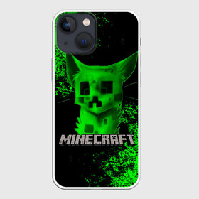 Чехол для iPhone 13 mini с принтом MINECRAFT CAT в Кировске,  |  | creeper | game | minecraft | блоки | игра | квадраты | компьютерная | кот | котенок | кошка | крипер | криппер | майнкрафт | огонь