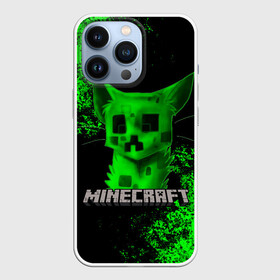 Чехол для iPhone 13 Pro с принтом MINECRAFT CAT в Кировске,  |  | creeper | game | minecraft | блоки | игра | квадраты | компьютерная | кот | котенок | кошка | крипер | криппер | майнкрафт | огонь