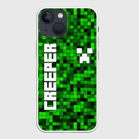 Чехол для iPhone 13 mini с принтом MINECRAFT CREEPER в Кировске,  |  | creeper | game | minecraft | блоки | игра | квадраты | компьютерная | крипер | криппер | майнкрафт | огонь