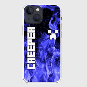 Чехол для iPhone 13 mini с принтом MINECRAFT CREEPER в Кировске,  |  | creeper | game | minecraft | блоки | игра | квадраты | компьютерная | крипер | криппер | майнкрафт | огонь