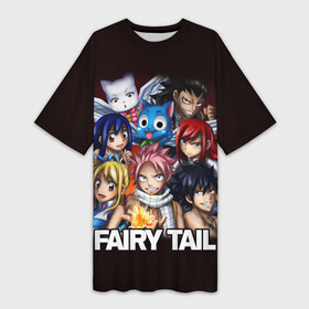 Платье-футболка 3D с принтом Fairy Tail  logo and heroes в Кировске,  |  | fairy tail | аниме | анимэ | манга | мультфильм | персонаж | сказка | фаир таил | фаиру таил | фейри тейл | фильм | хвост феи