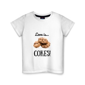 Детская футболка хлопок с принтом Печеньки в Кировске, 100% хлопок | круглый вырез горловины, полуприлегающий силуэт, длина до линии бедер | love | десерт | еда | кулинария | любовь | печенье | сладости