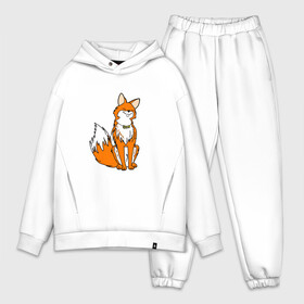 Мужской костюм хлопок OVERSIZE с принтом Довольный Лис в Кировске,  |  | cute | fox | аниме | девушкам | дикие | друзья | животные | зверек | зверюшки | каваи | лапы | лес | лесные | лис | лиса | лисенок | лисичка | милые | мордочка | няшные | питомец | прикольный | пушистик