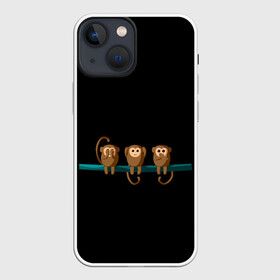 Чехол для iPhone 13 mini с принтом Обезьяны слух зрение речь трио в Кировске,  |  | ветка | видеть | говорить | зрение | метафора | обезьяны | речь | рисунок | символ | слух | слышать | смысл | трио