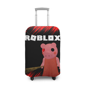 Чехол для чемодана 3D с принтом Roblox piggy/Свинка Пигги. в Кировске, 86% полиэфир, 14% спандекс | двустороннее нанесение принта, прорези для ручек и колес | game | gamer | logo | minecraft | piggi | roblox | simulator | игра | конструктор | лого | пигги | свинья | симулятор | строительство | фигура
