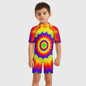 Детский купальный костюм 3D с принтом Tie Dye в Кировске, Полиэстер 85%, Спандекс 15% | застежка на молнии на спине | abstract | colorful | dye | gradient | texture | tie | абстракция | градиент | дай | тай | текстура | цветной