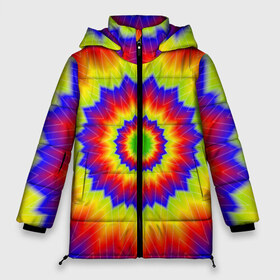 Женская зимняя куртка 3D с принтом Tie-Dye в Кировске, верх — 100% полиэстер; подкладка — 100% полиэстер; утеплитель — 100% полиэстер | длина ниже бедра, силуэт Оверсайз. Есть воротник-стойка, отстегивающийся капюшон и ветрозащитная планка. 

Боковые карманы с листочкой на кнопках и внутренний карман на молнии | abstract | colorful | dye | gradient | texture | tie | абстракция | градиент | дай | тай | текстура | цветной