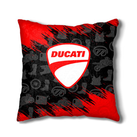 Подушка 3D с принтом DUCATI [2] в Кировске, наволочка – 100% полиэстер, наполнитель – холлофайбер (легкий наполнитель, не вызывает аллергию). | состоит из подушки и наволочки. Наволочка на молнии, легко снимается для стирки | ducati | moto | дукати | мото | мотоцикл