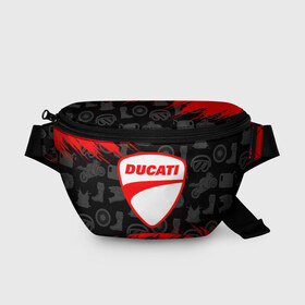 Поясная сумка 3D с принтом DUCATI [2] в Кировске, 100% полиэстер | плотная ткань, ремень с регулируемой длиной, внутри несколько карманов для мелочей, основное отделение и карман с обратной стороны сумки застегиваются на молнию | ducati | moto | дукати | мото | мотоцикл