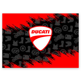 Поздравительная открытка с принтом DUCATI [2] в Кировске, 100% бумага | плотность бумаги 280 г/м2, матовая, на обратной стороне линовка и место для марки
 | Тематика изображения на принте: ducati | moto | дукати | мото | мотоцикл