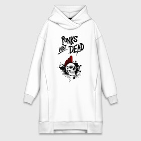 Платье-худи хлопок с принтом Punks not dead в Кировске,  |  | punk | punks | punks not dead | skull | ирокез | панк | панк не мёртв | панк не умер | панк череп | череп | череп с ирокезом