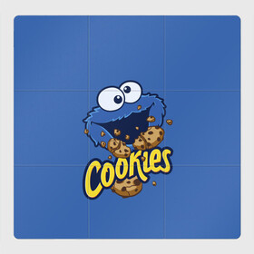 Магнитный плакат 3Х3 с принтом Cookies в Кировске, Полимерный материал с магнитным слоем | 9 деталей размером 9*9 см | cookie | cookiemonster | delicious | eat | monster | yummy | еда | коржик | куки | кукимонстр | монстр | печенье | сезам | сладости | улица | улицасезам