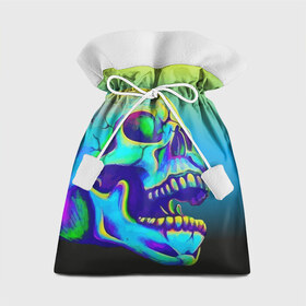 Подарочный 3D мешок с принтом Neon skull в Кировске, 100% полиэстер | Размер: 29*39 см | color | grin | jaw | orbits | skull | teeth | зубы | оскал | пасть | цвет | череп