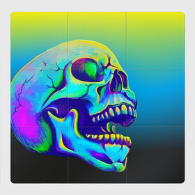 Магнитный плакат 3Х3 с принтом Neon skull в Кировске, Полимерный материал с магнитным слоем | 9 деталей размером 9*9 см | color | grin | jaw | orbits | skull | teeth | зубы | оскал | пасть | цвет | череп