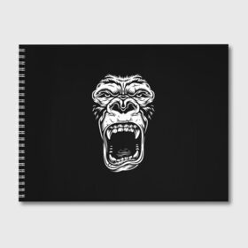 Альбом для рисования с принтом Face of gorilla в Кировске, 100% бумага
 | матовая бумага, плотность 200 мг. | Тематика изображения на принте: арт | горилла | животные | звери | картинка | лицо гориллы | обезьяна | рисунок
