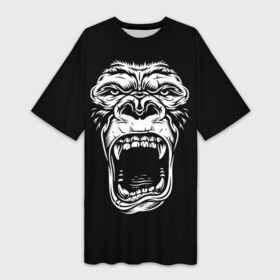 Платье-футболка 3D с принтом Face of gorilla в Кировске,  |  | Тематика изображения на принте: арт | горилла | животные | звери | картинка | лицо гориллы | обезьяна | рисунок