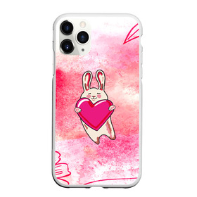Чехол для iPhone 11 Pro матовый с принтом Влюбленный Зайчик в Кировске, Силикон |  | Тематика изображения на принте: like | love | loveis | pink | валентин | влюбленным | женщинам | животные | зайка | зайчик | заяц | звери | каваи | кролик | лапки | люблю | любовь | мордочка | няшный | подарок | прикольный | сердечки | сердце
