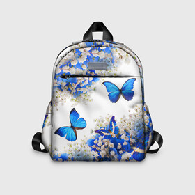 Детский рюкзак 3D с принтом Butterfly | Blue White в Кировске, 100% полиэстер | лямки с регулируемой длиной, сверху петелька, чтобы рюкзак можно было повесить на вешалку. Основное отделение закрывается на молнию, как и внешний карман. Внутри дополнительный карман. По бокам два дополнительных кармашка | butterfly | earth | flowers | forest | neon | бабочки | весенняя | весна | зелень | земля | зима | зимняя | искусство | краски | лес | летняя | лето | море | неон | океан | осенняя | природа | приятная | растения | рестение