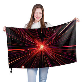 Флаг 3D с принтом Рождение Сверхновой в Кировске, 100% полиэстер | плотность ткани — 95 г/м2, размер — 67 х 109 см. Принт наносится с одной стороны | бесконечность | взрыв | вселенная | галактика | движение | звезда | звездная | звезды | искры | космический | космос | линии | материя | неоновый | нло | ночь | огни | огонь | оптические | петарда
