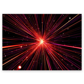 Поздравительная открытка с принтом Рождение Сверхновой в Кировске, 100% бумага | плотность бумаги 280 г/м2, матовая, на обратной стороне линовка и место для марки
 | Тематика изображения на принте: бесконечность | взрыв | вселенная | галактика | движение | звезда | звездная | звезды | искры | космический | космос | линии | материя | неоновый | нло | ночь | огни | огонь | оптические | петарда