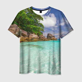 Мужская футболка 3D с принтом Пхукет в Кировске, 100% полиэфир | прямой крой, круглый вырез горловины, длина до линии бедер | Тематика изображения на принте: phuket | бангкок | королевство | курорт | море | острова | отдых | пальмы | песок | пляж | природа | путешествие | солнце | тай | тайланд