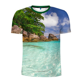 Мужская футболка 3D спортивная с принтом Пхукет в Кировске, 100% полиэстер с улучшенными характеристиками | приталенный силуэт, круглая горловина, широкие плечи, сужается к линии бедра | phuket | бангкок | королевство | курорт | море | острова | отдых | пальмы | песок | пляж | природа | путешествие | солнце | тай | тайланд