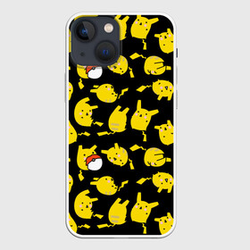 Чехол для iPhone 13 mini с принтом Пикачу в Кировске,  |  | doodling | pikachu | pokemon | textures | дудлинг | желтый покемон | пика пика | пикачу | покемон | покемоны | стикербомбинг | текстуры | фон