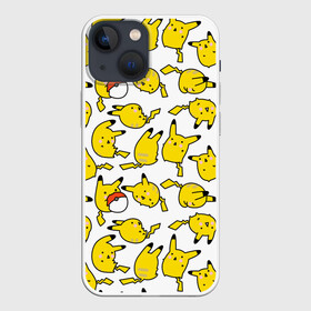 Чехол для iPhone 13 mini с принтом Пикачу в Кировске,  |  | doodling | pikachu | pokemon | textures | дудлинг | желтый покемон | пика пика | пикачу | покемон | покемоны | стикербомбинг | текстуры | фон