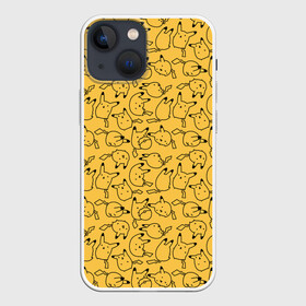 Чехол для iPhone 13 mini с принтом Покемон Пикачу в Кировске,  |  | doodling | pikachu | pokemon | textures | дудлинг | желтый покемон | пика пика | пикачу | покемон | покемоны | стикербомбинг | текстуры | фон