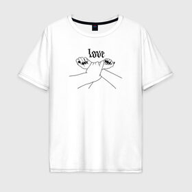 Мужская футболка хлопок Oversize с принтом Love в Кировске, 100% хлопок | свободный крой, круглый ворот, “спинка” длиннее передней части | любовь