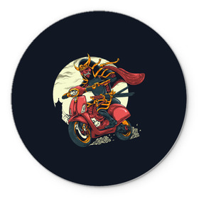 Коврик для мышки круглый с принтом Samurai Biker (Z) в Кировске, резина и полиэстер | круглая форма, изображение наносится на всю лицевую часть | 2020 | auto | bike | moto | motorcycle | samurai | sport | авто | автомобиль | автомобильные | байк | бренд | буке | воин | вояк | марка | машины | мононофу | мото | мотоциклы | мститель | мушя | ниндзя | сабурай | самурай | слуга