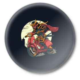 Значок с принтом Samurai Biker (Z) в Кировске,  металл | круглая форма, металлическая застежка в виде булавки | 2020 | auto | bike | moto | motorcycle | samurai | sport | авто | автомобиль | автомобильные | байк | бренд | буке | воин | вояк | марка | машины | мононофу | мото | мотоциклы | мститель | мушя | ниндзя | сабурай | самурай | слуга