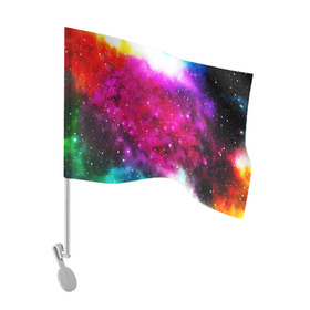Флаг для автомобиля с принтом Туманность в Кировске, 100% полиэстер | Размер: 30*21 см | space | stars | абстракция | бесконечный | блестящий | вселенная | галактика | дым | звездная | звезды | космический | космос | краски | лето | материя | небо | неоновый | нло | ночь | облака | планеты | радуга