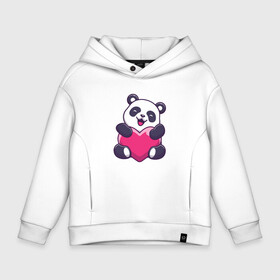 Детское худи Oversize хлопок с принтом Панда love в Кировске, френч-терри — 70% хлопок, 30% полиэстер. Мягкий теплый начес внутри —100% хлопок | боковые карманы, эластичные манжеты и нижняя кромка, капюшон на магнитной кнопке | love | влюблённая панда | панда | панда love | панда обнимает сердечко | панда с сердечком | панда с сердцем | панда сердечко | панда сердце | сердечко | сердце