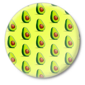 Значок с принтом Авокадо в Кировске,  металл | круглая форма, металлическая застежка в виде булавки | авокадо | арт | в разрезе | вкусно | вкусный фрукт | желтый | зеленый | косточка | крупная косточка | разрез | рисунок | сладко | сочно | фрукт