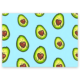 Поздравительная открытка с принтом Милое авокадо в Кировске, 100% бумага | плотность бумаги 280 г/м2, матовая, на обратной стороне линовка и место для марки
 | Тематика изображения на принте: авокадо | арт | вкусняшка | мило | милое | рисунок | сердечко | сердце | фрукт | шоколад