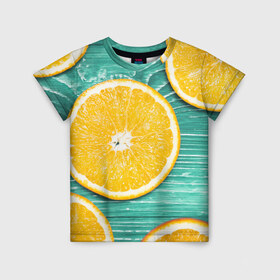 Детская футболка 3D с принтом Апельсины в Кировске, 100% гипоаллергенный полиэфир | прямой крой, круглый вырез горловины, длина до линии бедер, чуть спущенное плечо, ткань немного тянется | апельсин | дерево | лето | фрукты