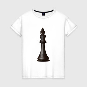 Женская футболка хлопок с принтом Король в Кировске, 100% хлопок | прямой крой, круглый вырез горловины, длина до линии бедер, слегка спущенное плечо | exclusive merch | игра | интеллектуальная | король | спорт | фигура | шахматы