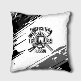 Подушка 3D с принтом FIREFIGHTER 1649 RUSSIA в Кировске, наволочка – 100% полиэстер, наполнитель – холлофайбер (легкий наполнитель, не вызывает аллергию). | состоит из подушки и наволочки. Наволочка на молнии, легко снимается для стирки | 112 | 27 декабря | firefighter | багор | белая | герб | гкчс | знак | лого | логотип | маска | мчс | мчсник | пожарная охрана | пожарник | пожарный | пч | россии | рф | серая | символ | служба | состаренная