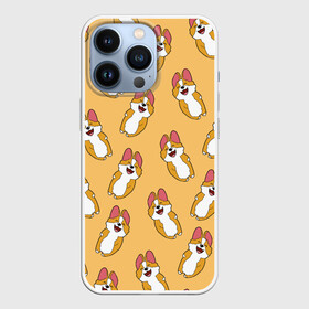 Чехол для iPhone 13 Pro с принтом Радость Корги паттерн в Кировске,  |  | animals | baby | corgi | cute | kawaii | like | девушкам | детские | зверек | зверь | каваи | корги | лапки | малыш | милый | няшный | питомец | прикольные | пушистик | рисунок | рыжий | собака | собачка | создания | счастье