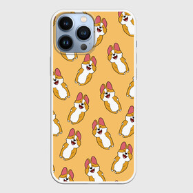 Чехол для iPhone 13 Pro Max с принтом Радость Корги паттерн в Кировске,  |  | animals | baby | corgi | cute | kawaii | like | девушкам | детские | зверек | зверь | каваи | корги | лапки | малыш | милый | няшный | питомец | прикольные | пушистик | рисунок | рыжий | собака | собачка | создания | счастье