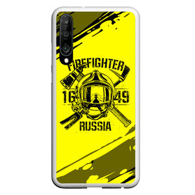 Чехол для Honor P30 с принтом FIREFIGHTER 1649 RUSSIA в Кировске, Силикон | Область печати: задняя сторона чехла, без боковых панелей | 112 | firefighter | багор | герб | гкчс | желтая | знак | лого | логотип | мчс | мчсник | пожарная охрана | пожарник | пожарный | пч | россии | рф | серая | символ | служба | спасатель | спасения | топор | флаг