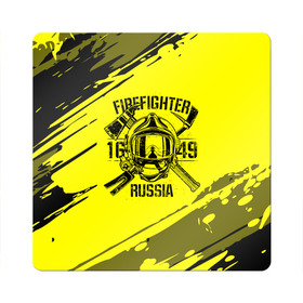 Магнит виниловый Квадрат с принтом FIREFIGHTER 1649 RUSSIA в Кировске, полимерный материал с магнитным слоем | размер 9*9 см, закругленные углы | Тематика изображения на принте: 112 | firefighter | багор | герб | гкчс | желтая | знак | лого | логотип | мчс | мчсник | пожарная охрана | пожарник | пожарный | пч | россии | рф | серая | символ | служба | спасатель | спасения | топор | флаг