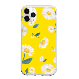Чехол для iPhone 11 Pro Max матовый с принтом Ромашки в Кировске, Силикон |  | белый | для девушек | желтый | желтый фон | летний принт | листочки цветов | ромашка | ромашки | цветочки | цветы