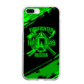 Чехол для iPhone 7Plus/8 Plus матовый с принтом FIREFIGHTER 1649 RUSSIA в Кировске, Силикон | Область печати: задняя сторона чехла, без боковых панелей | 112 | firefighter | багор | герб | гкчс | зеленая | знак | лого | логотип | мчс | мчсник | пожарная охрана | пожарник | пожарный | пч | россии | рф | серая | символ | служба | спасатель | спасения | топор | флаг